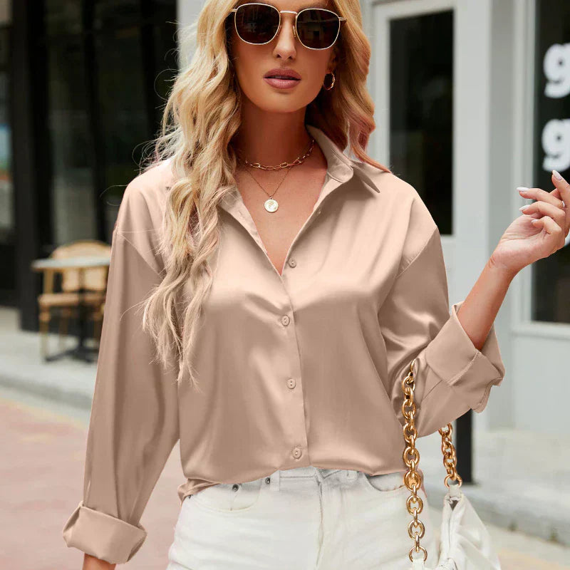Tessa | Women's Satin Long Sleeve Blouse